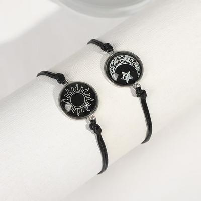 Sun Moon Couple Bracelets Adjustable Hand Chain New Braided Bracelet  Couple Jewelry Gift