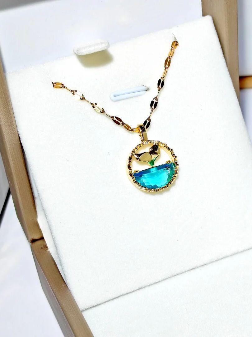 

Ожерелье с дизайном «Океанский кит» для женщин: Украшения из титановой стали с микроинкрустацией циркония и роскошным замком