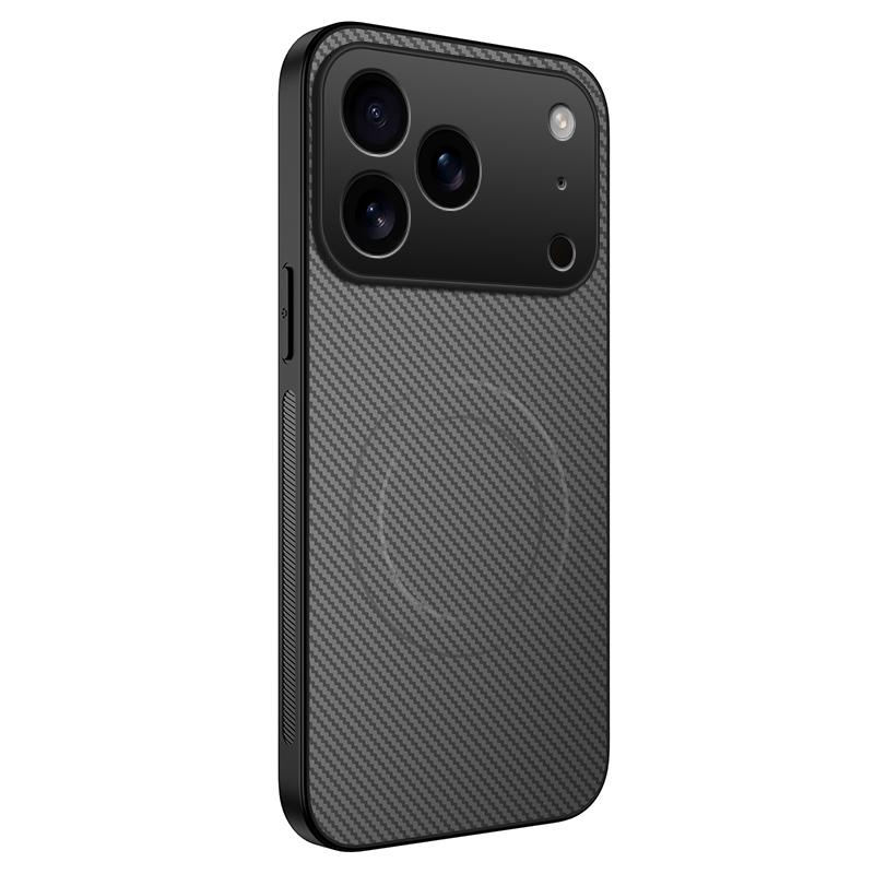 For iPhone 17 Pro Max Case Compatible with MagSafe WANLONFENG TQ Series Carbon Fiber Texture PC TPU Phone Cover