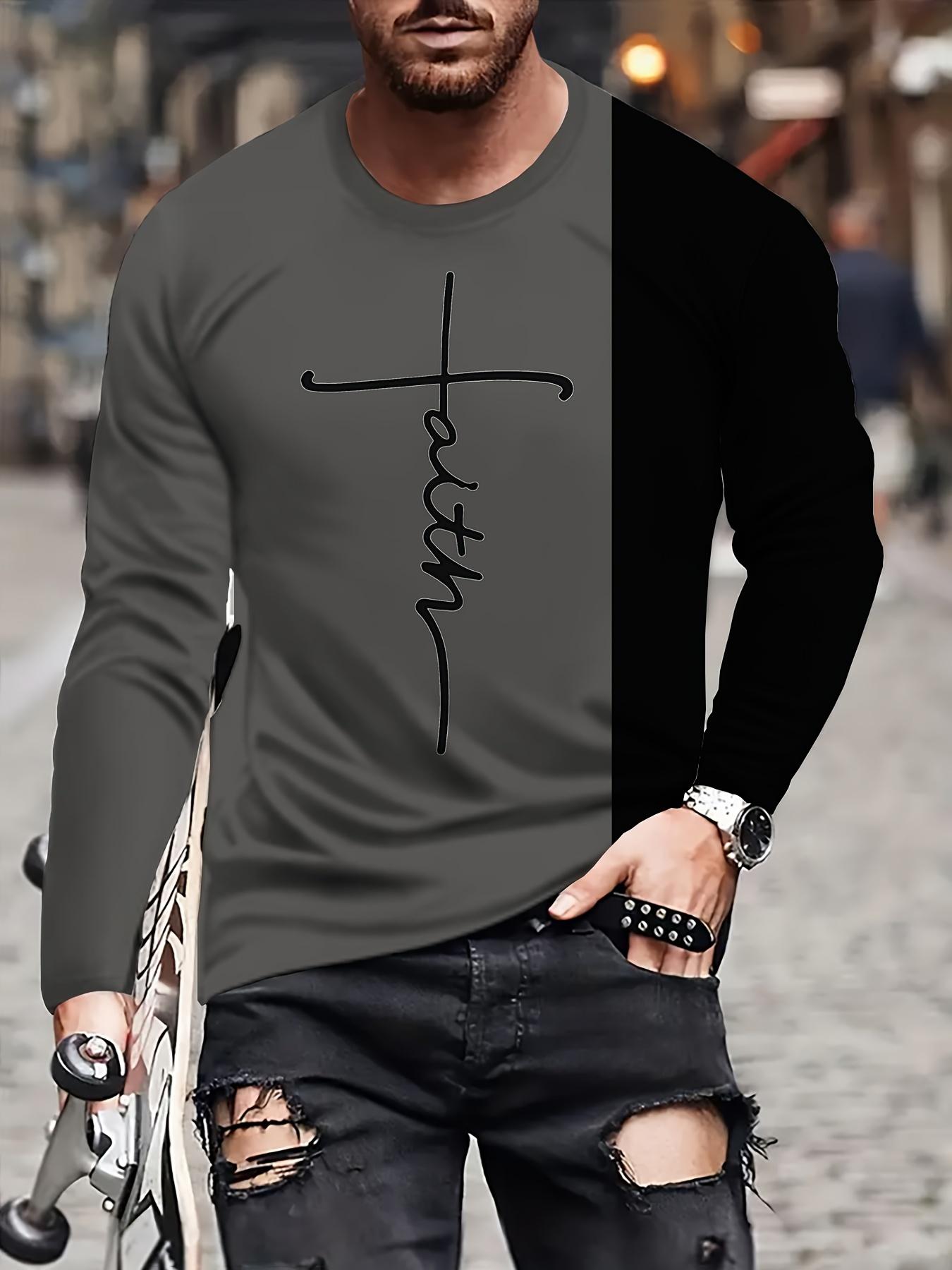 3D Cool Print Men s Long Sleeve T-Shirt, Breathable Casual Sports Spring Summer Tee S