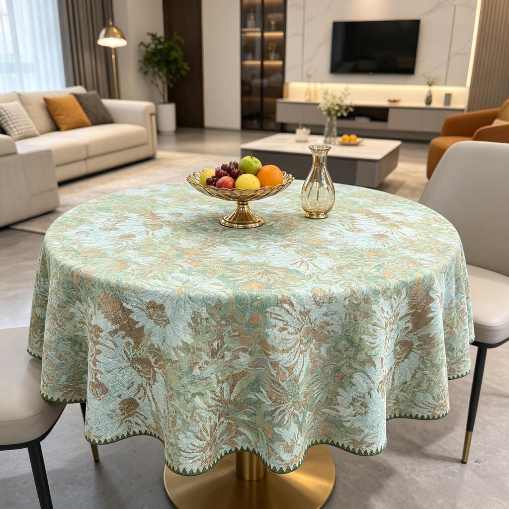 Wiederverwendbare waschbare kleine runde Tischdecke aus reiner Baumwolle für Küche und Essbereich