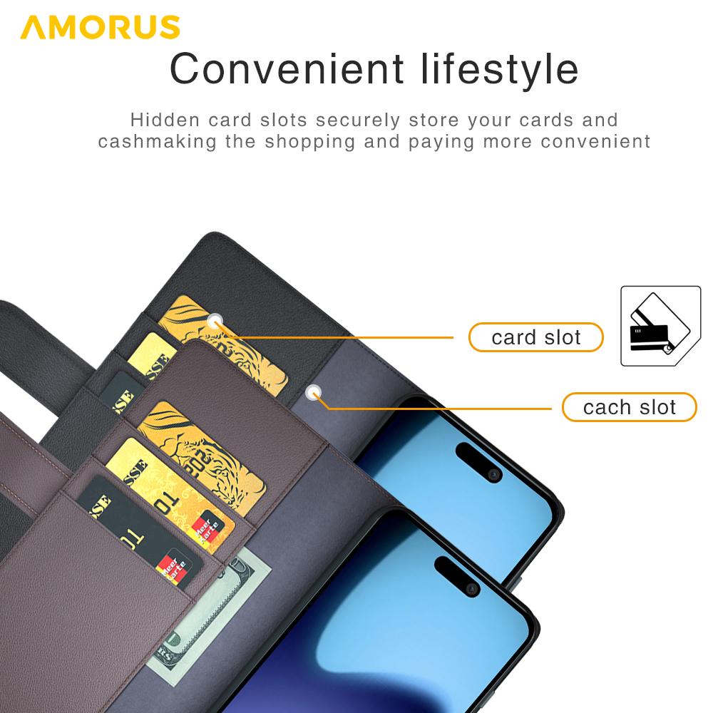 For iPhone 17 Stand Cases Calf Texture Genuine Split Leather Wallet Phone Cover