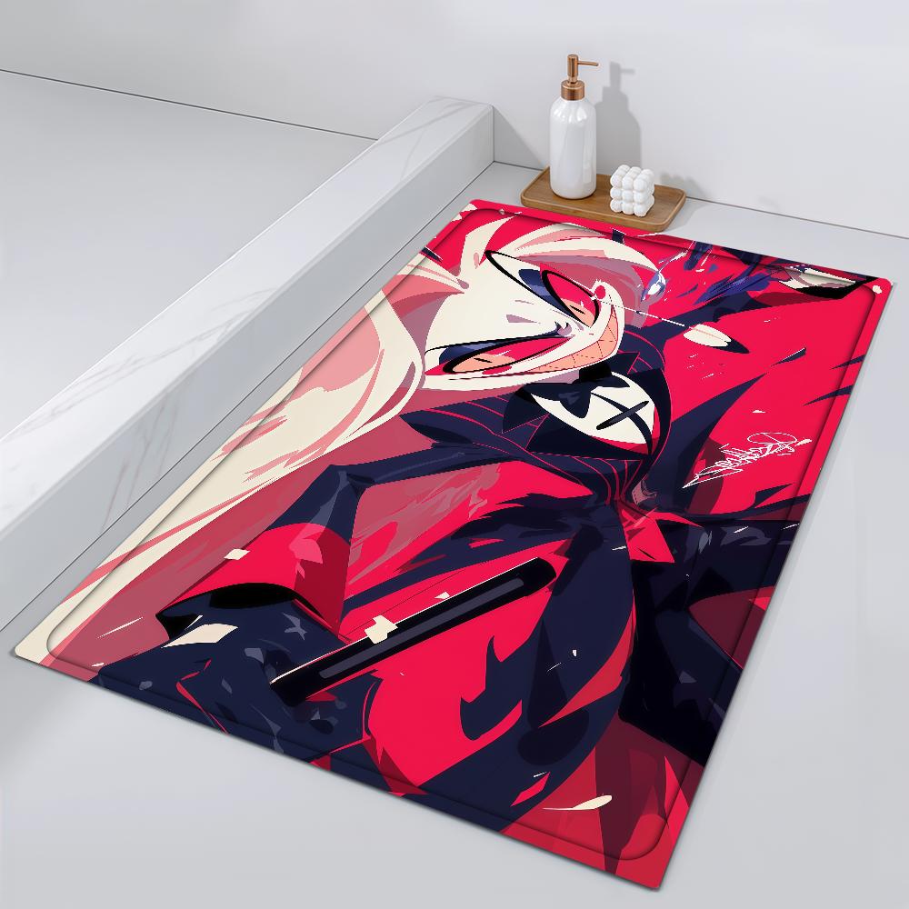 

Door Comedy Mat Bedside Entrance Bath Hotel Floor Decoration Corridor Door Mat Black H-Hazbin Carpet Cartoon Living Room Balcony 40cm x 60cm