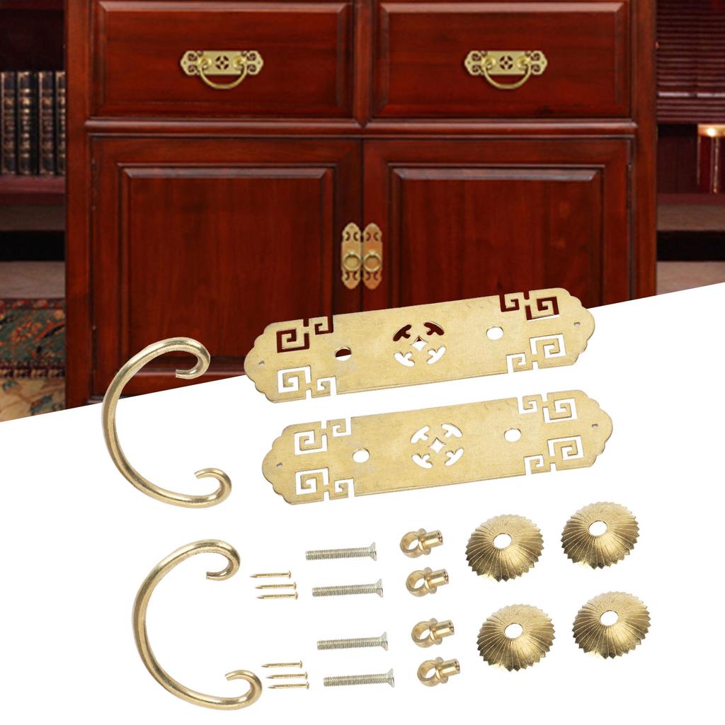 2 Sätze Griff im chinesischen Stil Antik Horizontaler Schubladen-Buchständer Kleiderschrank Schranktürgriff