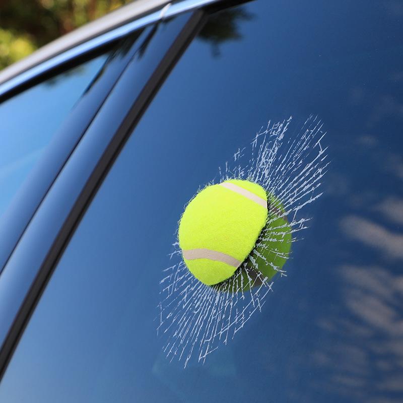 3D Funny Car Window Sticker Tennis Ball Hit Glass Decal Creative Vehicle Decoration