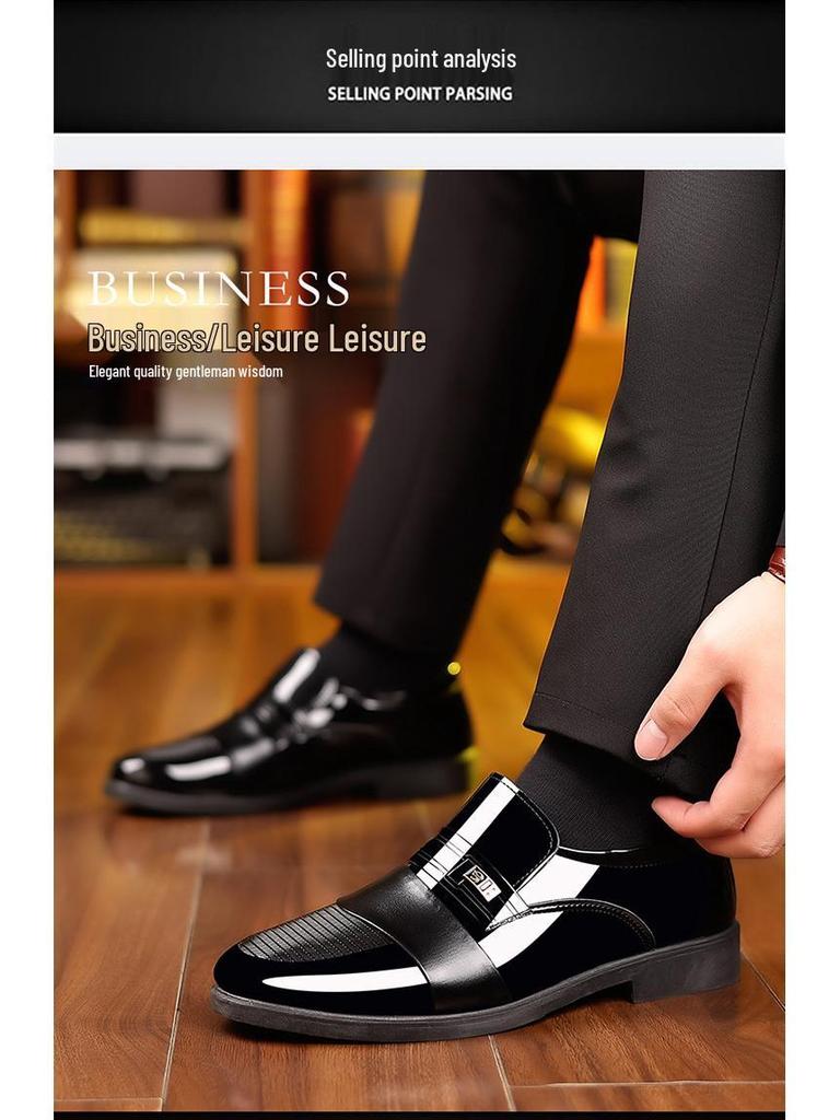 Męskie Błyszczące Skórzane Formalne i Codzienne Buty z Miękką Podeszwą - Modne, Wszechstronne i Wygodne