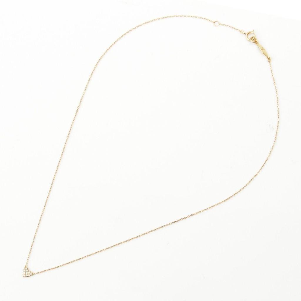 Used Aker Heart Pave Diamond Necklace Jewelry K18 0.05ct Gold 1.4g [Used]
