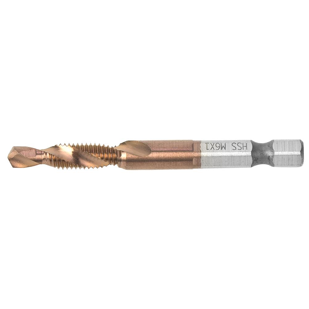 High Speed Steel 6.35mm Hex Shank Tap Drill Bit Compound Tap for Internal Chip Removal (M3)