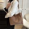 Große, geräumige Cord-Wintertasche, lässig, schlicht und tragbar, Schultertasche