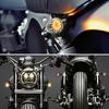 Retro Bullet LED Turn Signal Light Brake Lamp for Motorcycle Black Chrome Running Blink Light for Harley Chopper Cruiser Bobber