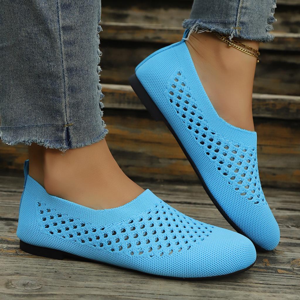 Flying Woven Lazy Single Shoes Women'S Spring Flat Bottom Large Size Hollow Casual Single Shoes Wish43