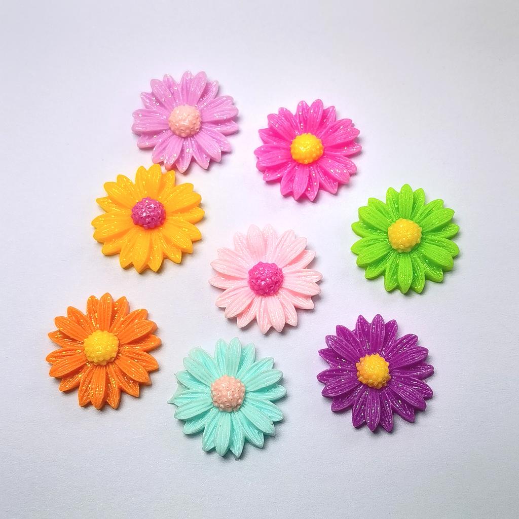 100Pcs Flatback Resin Daisy Flowers Craft Cabochons for Jewelry Making Scrapbooking Embellishments Sunflower Resin Slime Charms