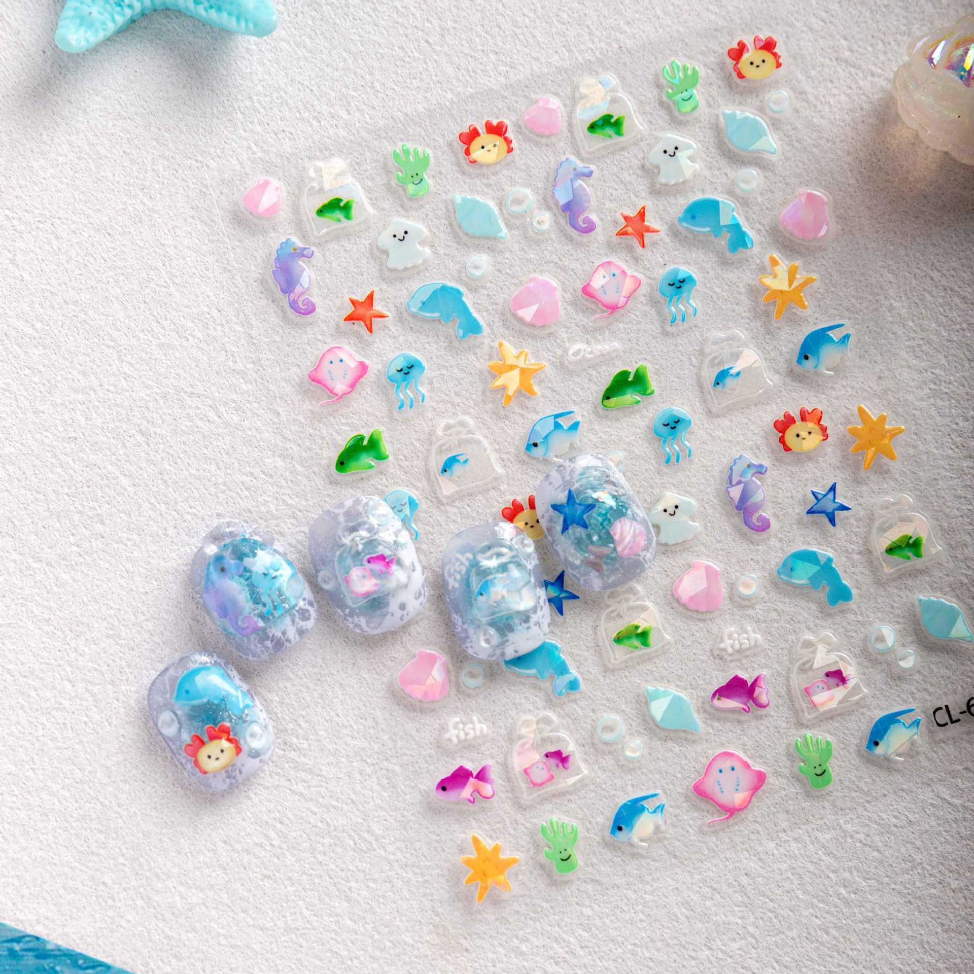 Наклейки для нейл-арта Cyansea Ocean World Медузы и Ракушки для DIY Декора CL-016-01