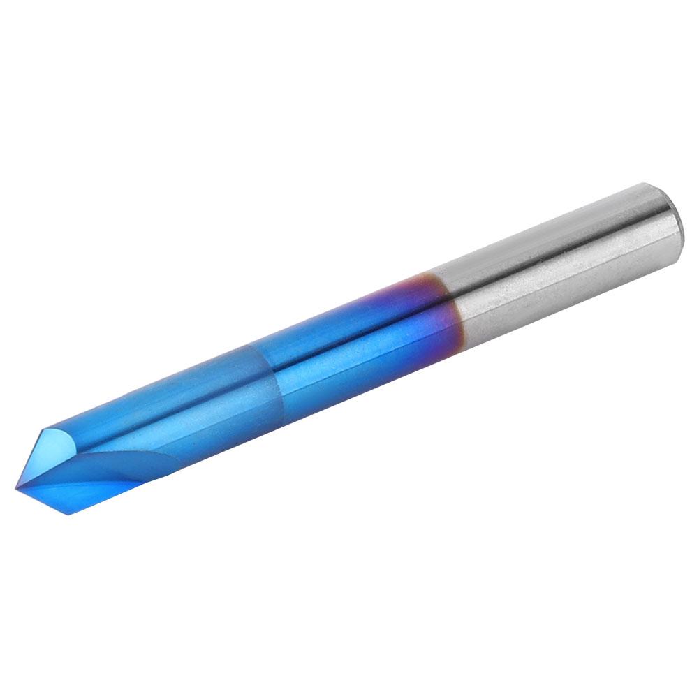 

90 Degrees Chamfer End Mill 2 Flute Blue Coating Tungsten Steel Cemented Carbide Hand Tool6 x 50mm