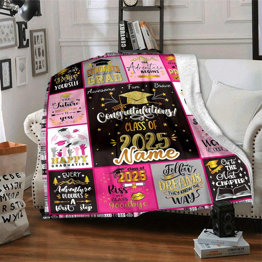 Graduation Congratulations Class Of 2025 Home Customization Blankets Comfortable Soft Lightweight Multipurpose Blanket For Picnics Sofas Offices Beds