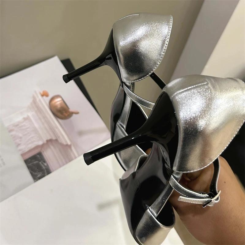 Новые Сексуальные Женские Туфли-Лодочки с Острым Носком, Ремешком с Пряжкой, на Тонком Высоком Каблуке, Дизайнерские, Ажурные, Обувь для Стриптиза