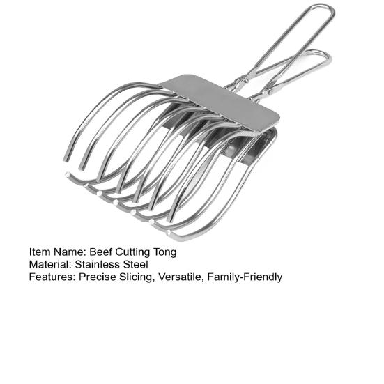 Beef Cutting Tongs Stainless Steel Food Slicer Meat Slicing Tong Holder Easy Slicing Tool for BBQ Bread Vegetables Fruits