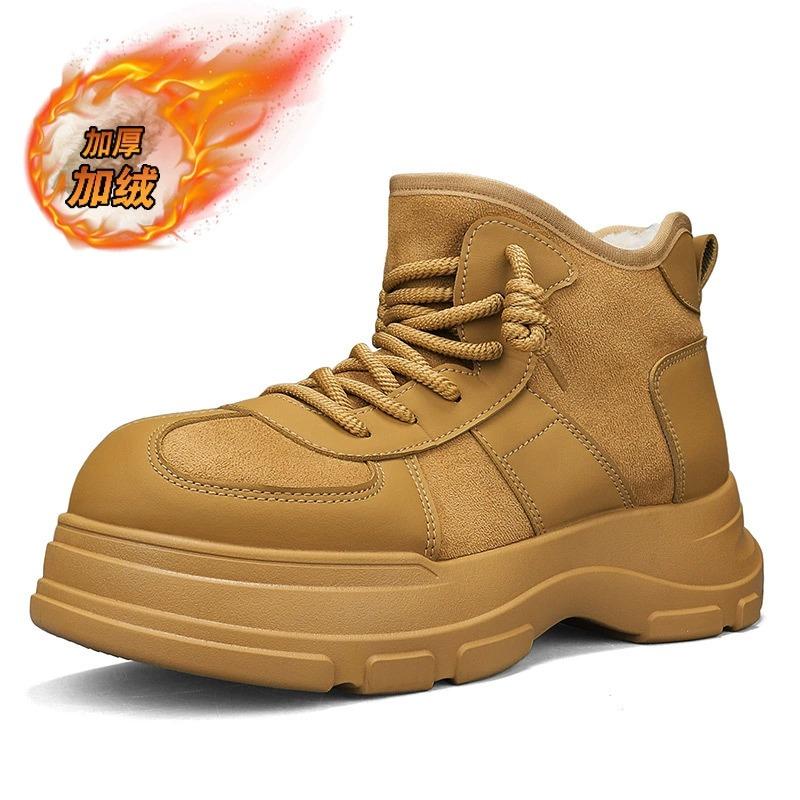 Winter Mens Platform Snow Boots Fashion Thick-Soled Fleece-Lined Cotton Shoes For Men Comfort Warm Cotton High-Top Boots For Men