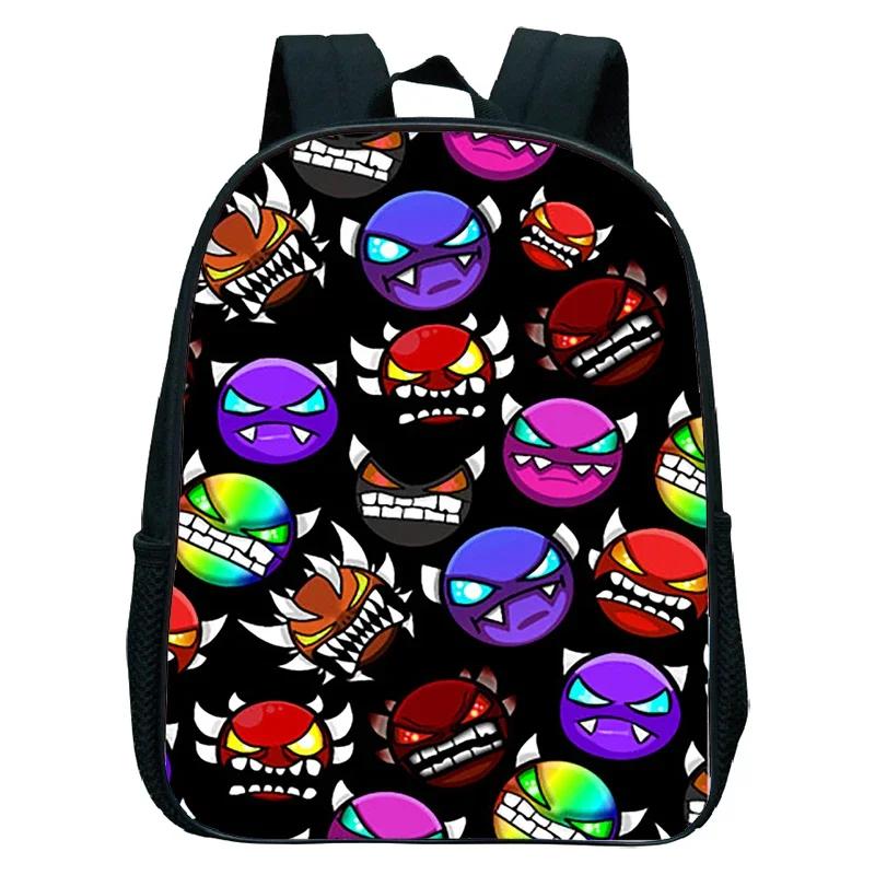 16 Zoll Wütender Geometry Dash Rucksack Jungen Mädchen Schultasche Cartoon Spiel Kinder Kindergarten Schultaschen Kleinkind Kinderrucksack