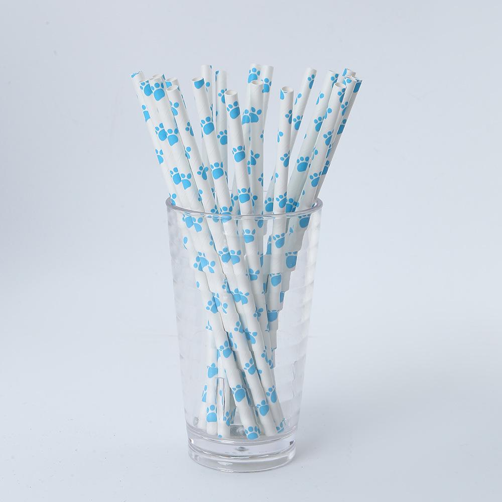 Eco-Friendly Biodegradable Cat Paw Print Party Paper Straws