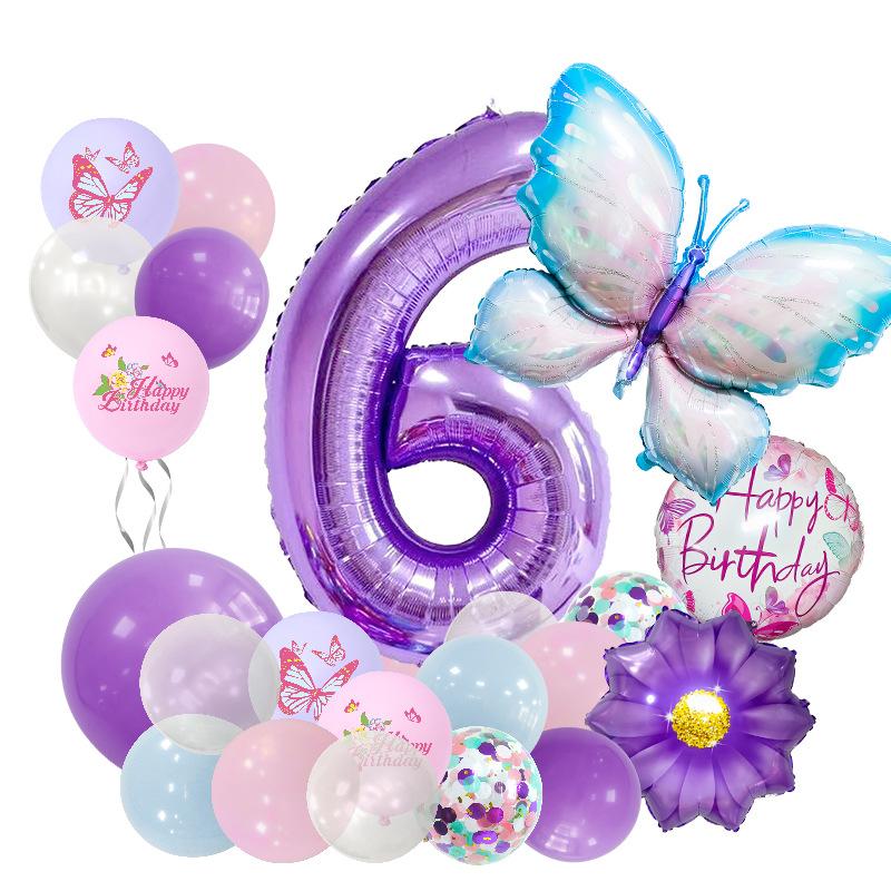 Ice Blue Butterfly Balloon Set Sex Reveal Birthday Party Arrangement Guiding Post Digital Latex Balloon Party