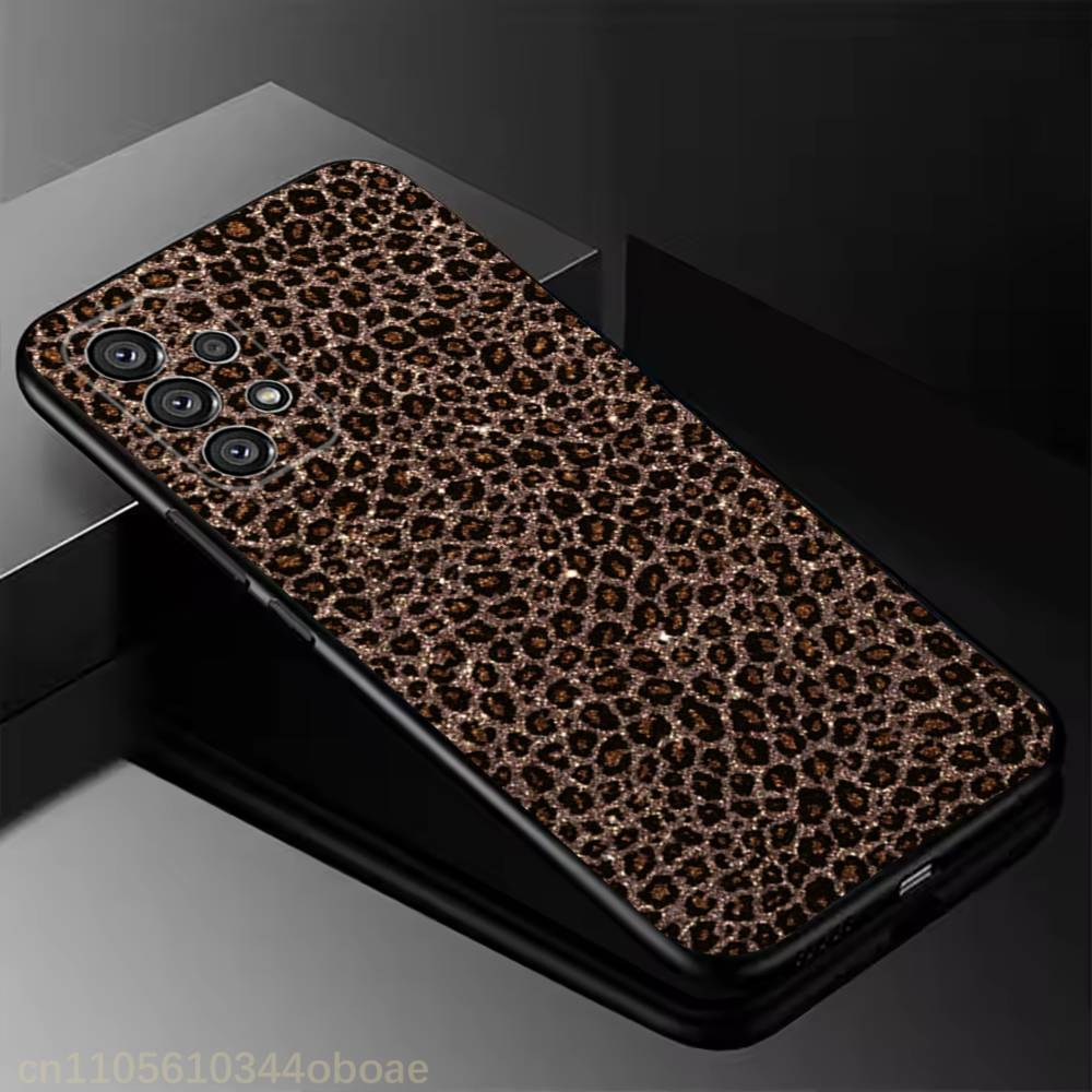 Fashion Leopard Print Phone Case For Samsung Galaxy A13,21s,22,31,32,52,53,71,80,A91 Soft Black Shell