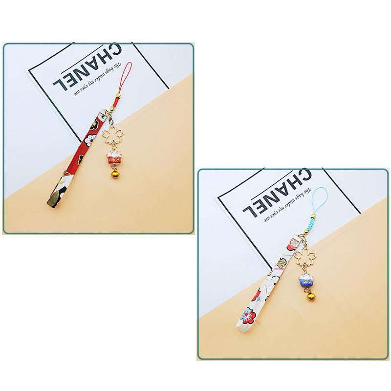 Japanischer Smartphone-Anhänger Lanyard Blume Katze Glocke Anhänger