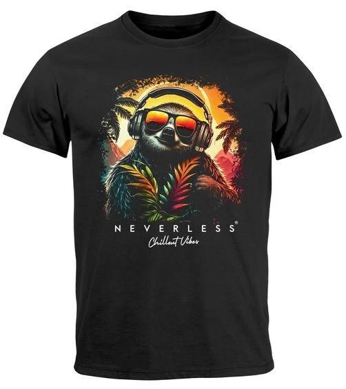 Men s T-Shirt Music DJ Chill Sloth Print Print Relax Summer Fashion L