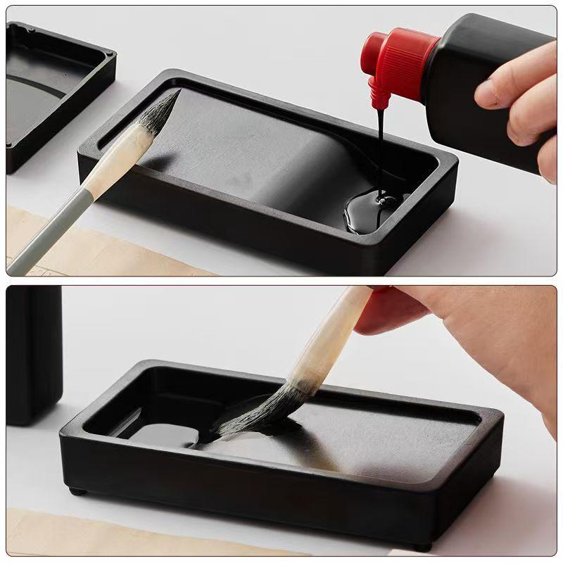 Lightweight Student Inkstone Inkwell with Lid - Practical Writing Tool