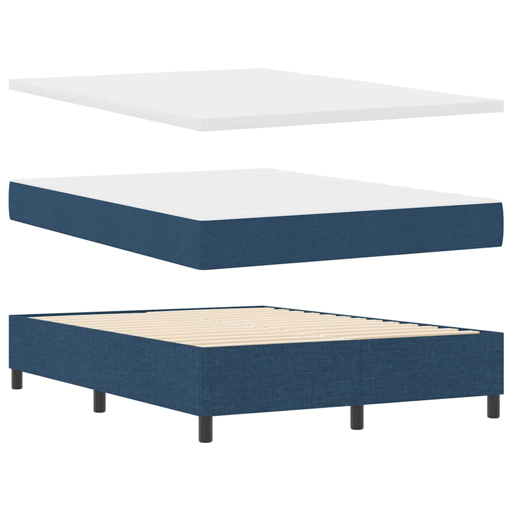LED Box Spring Bed with Mattress Blue 140 x 200 cm Fabric