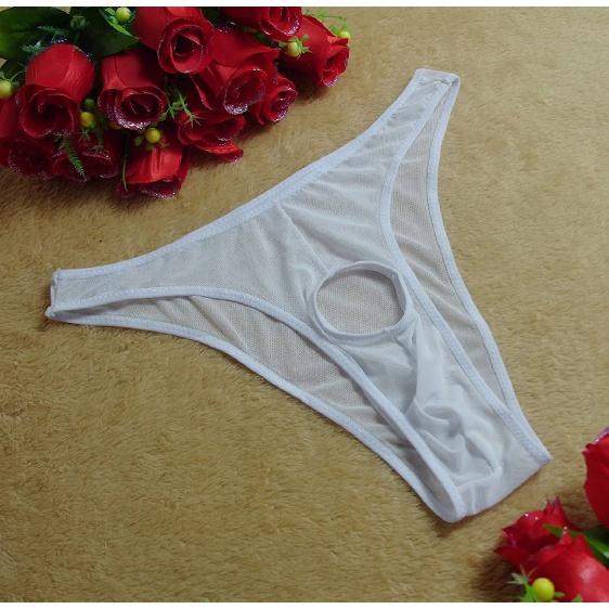 Sexy Underwear Men Passion T-back Perspective Gauze Hole Underpant Sexy Lingerie Men Underwear Solid Sexy Lingerie