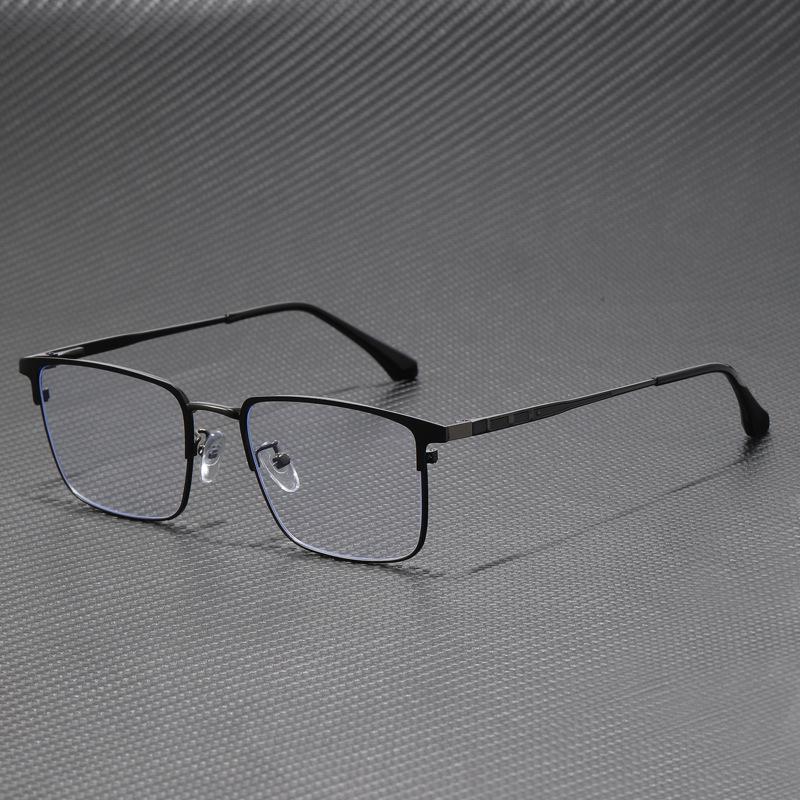 Armação de Óculos Plano Masculina Ultraleve Anti-Luz Azul com Haste de Mola, Pronta para Lentes de Grau para Estilo de Negócios