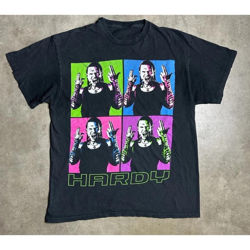 Vintage Pánská bavlněná trička Jeff Hardy z počátku 2000 let s krátkým rukávem a kulatým výstřihem, Hip Hop Dámské kapelní tričko, Letní topy, Oblečení