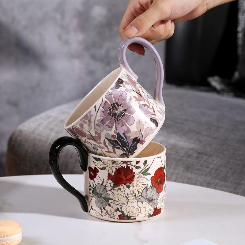 Mug Office Cup Household Ceramic Coffee Cup Creative Drinking Water Cup High Looking Tea Cup Women's Creative Gift