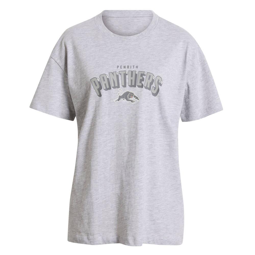 Womens Oversized Penrith Panthers T-Shirt Retro Arch Panthers Logo Casual Loose Short Sleeve NRL Rugby League Fan Streetwear Tee S