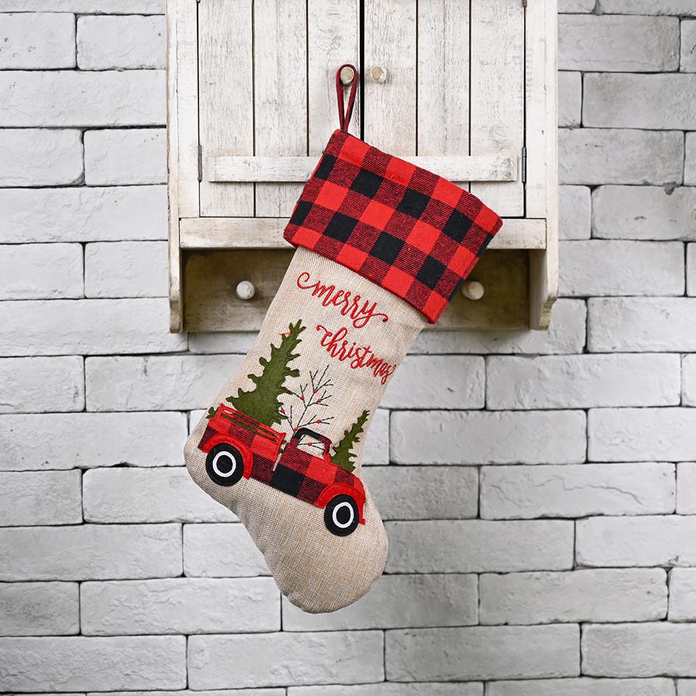 

Red Charming And Black Checkered Christmas Sock For Car Tree Gift Use Bag