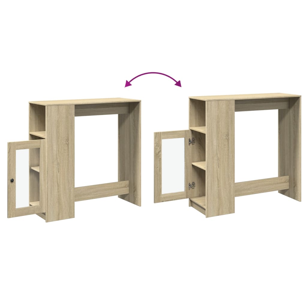 Bar Table with Shelf Sonoma Oak Finish 101 X 40 X 103.5 Cm Particleboard