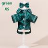 Satin Dog Pajama Set Cute Pet Sleepwear with Matching Bow Headband Soft Outfit for Tiny Puppy Kitten Indoor Wear