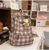 Schoolbag Sweet Tone Soft Mist Texture Plaid Low Saturation Backpack College Style Junior High School Girls Light Backpack