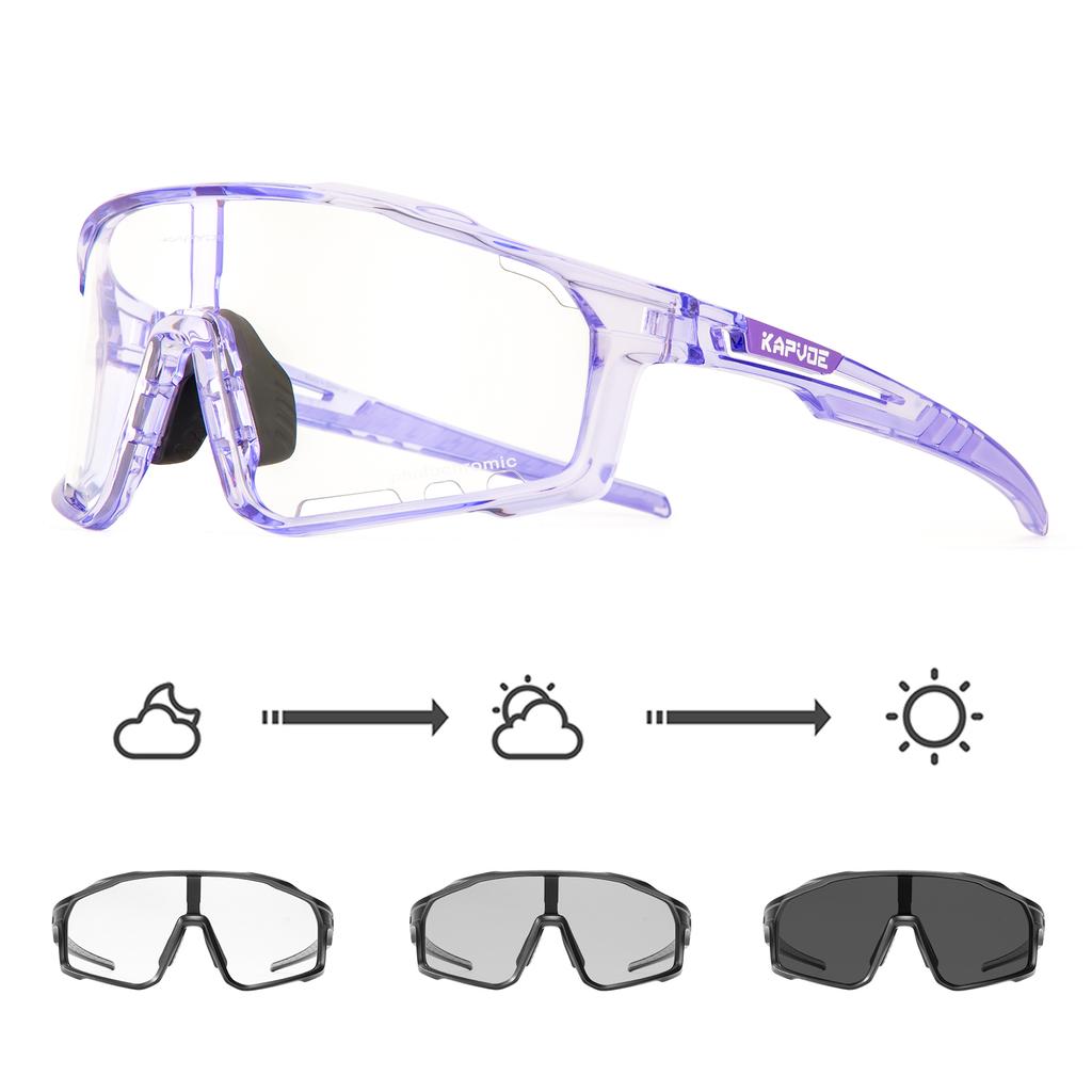 Kapvoe Photochromic Cycling Glasses UV400 Sunglasses Built-in Myopia Frame Sports Bike Eyewear Outdoor Bicycle Goggles
