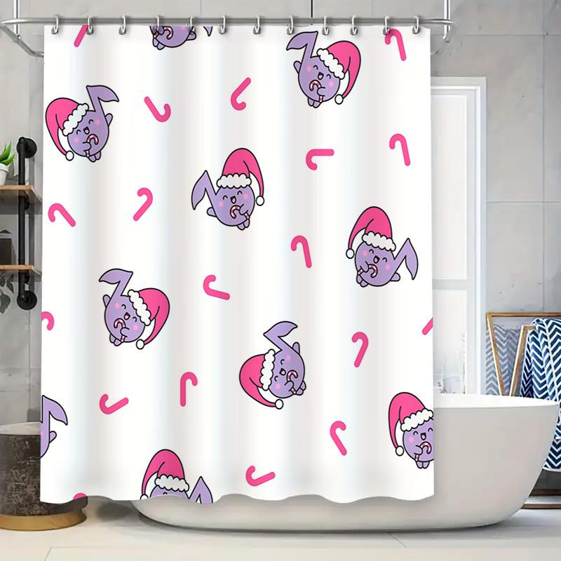 

Purple Bunny Christmas Shower Curtain Fabric Waterproof Bath Decor Set Cute Animal Pattern for Home Decoration White with Pink A 90x180cm