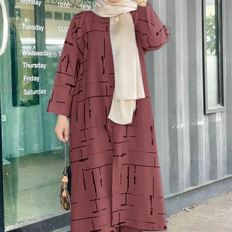 Women's Army Green Muslim Print Casual Fashion Set