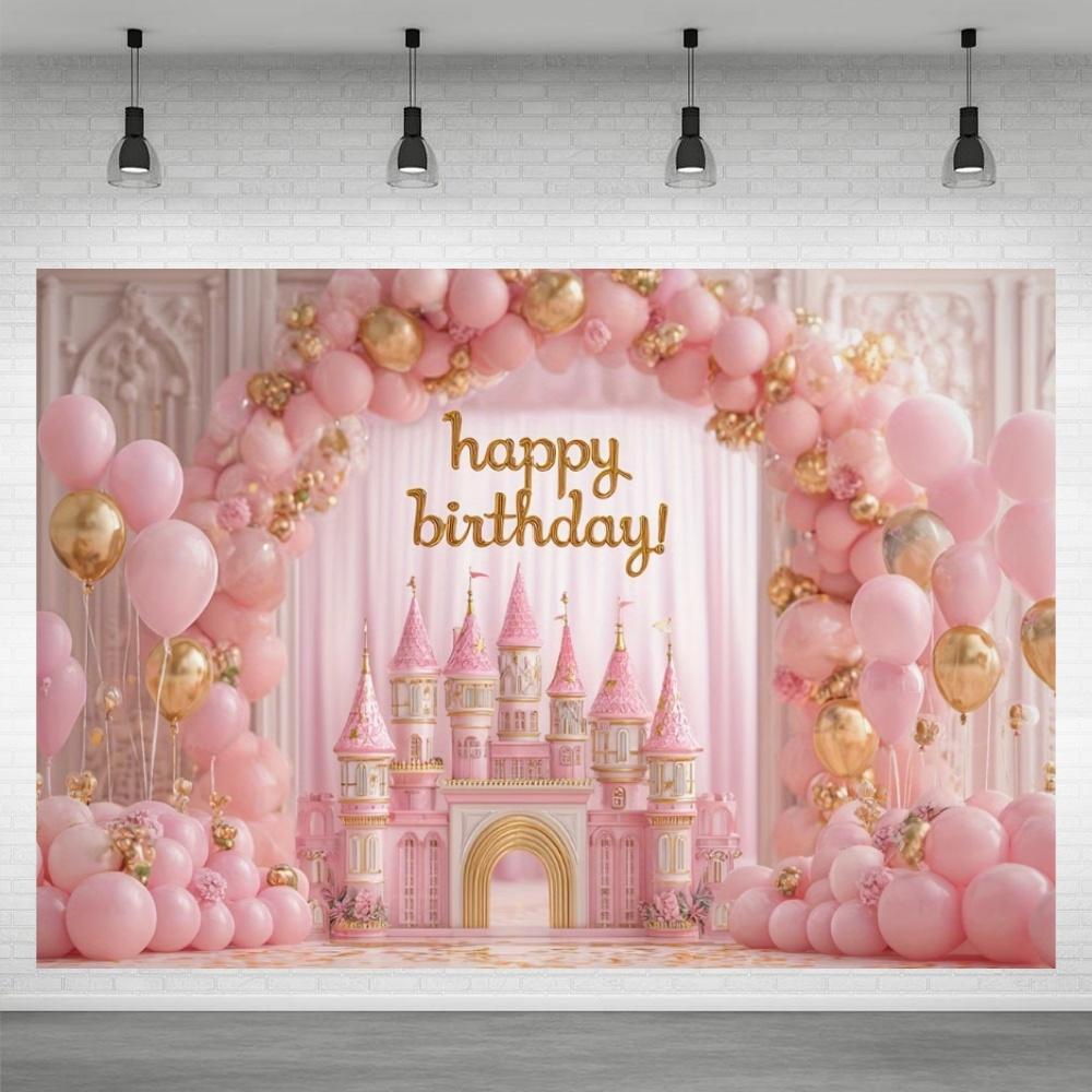 Fond de château de princesse pour décoration de fête, Globe rose, Fond de photographie, Cadeau pour fille, Accessoires de célébration de baby shower