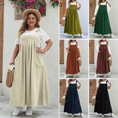 Women's Large Size Fashion Casual Loose Sleeveless Solid Colour  One-piece Dresses