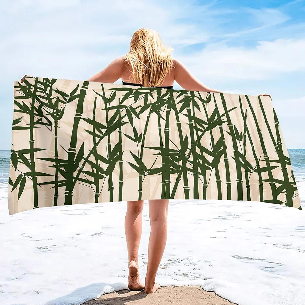 Bamboo Print Oversized Sand Free Beach Towel Women Summer Quick Dry Beach Towel Mens Microfiber Lightweight Travel Beach Towel