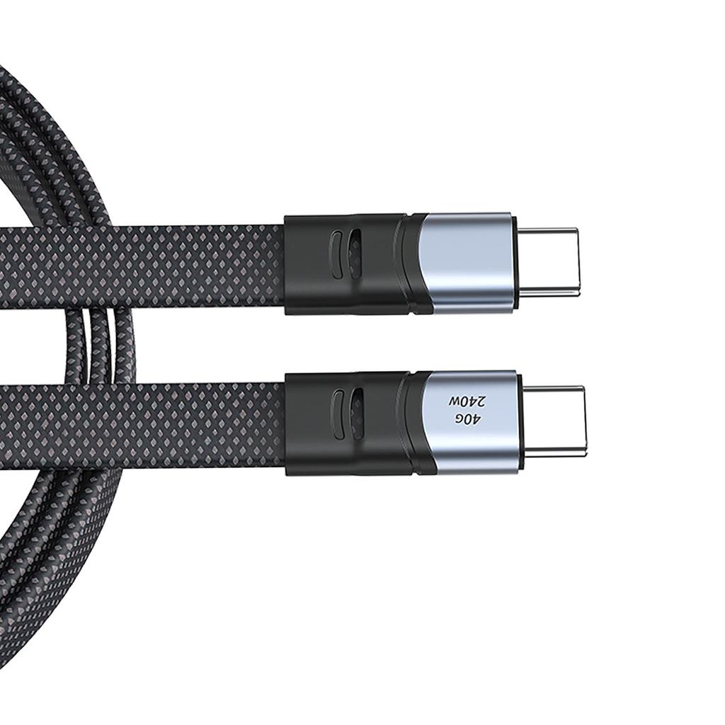 240W USB C to USB C Charging Cable Flat Nylon Cord Data Sync Charging Cord Efficient Type C Cord Fast For Phone 15 Pad