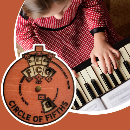 Circle of Fifths Wheel, Music Theory Learning Tool, Wooden Chord Wheel, Melody, Wooden Guitar Chord Chart, Guitar Chart, Theory Plate Learning, Series