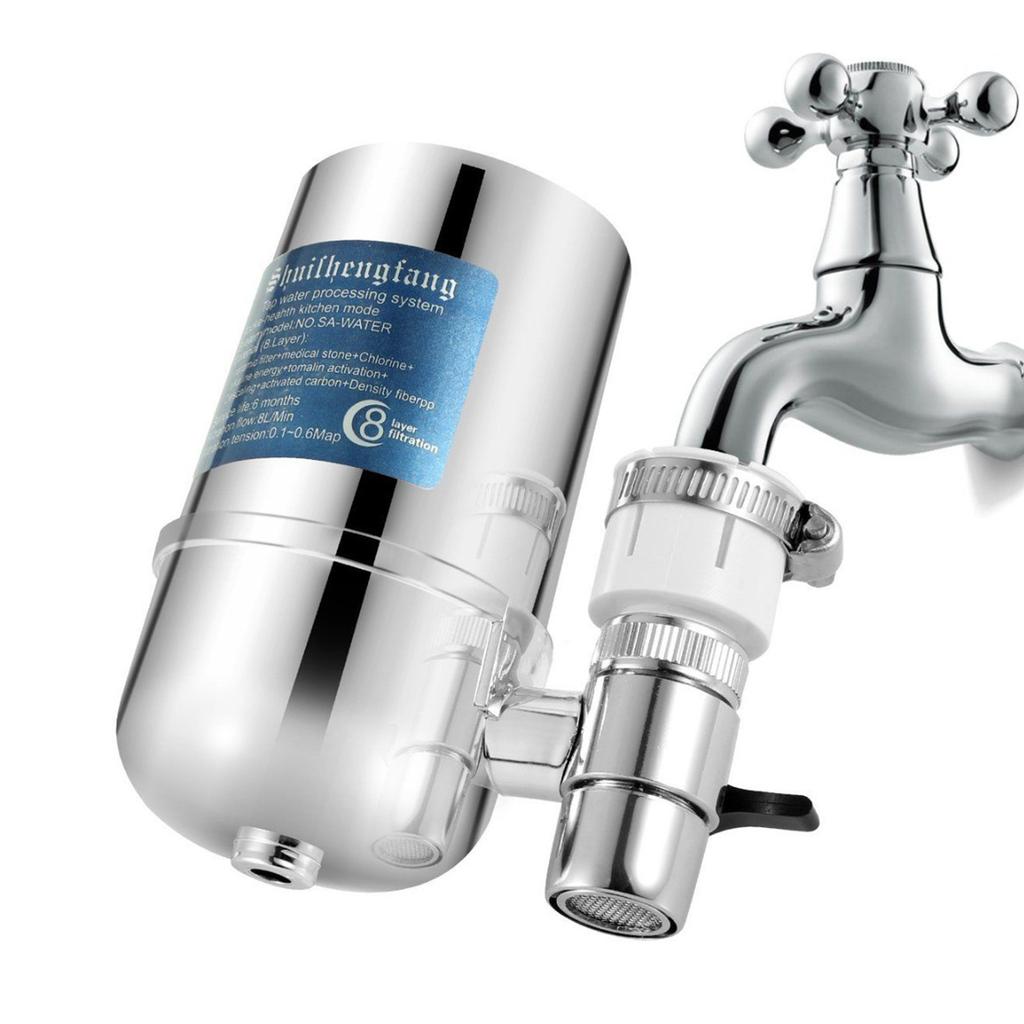 Faucet Water Filter with 8-layer Cartridge Tap Water Purifier Filtration System Dual Output Water