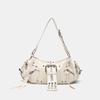 Punk Girl Style Rivet Armpit Bag Solid Color PU Motorcycle Style Single Shoulder Diagal Cross Bag