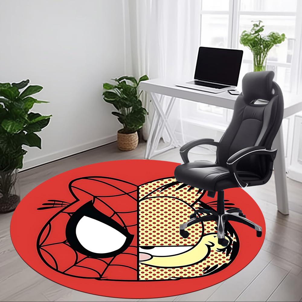1 Stück Spider-Man Garfield Büro Runder Teppich, Indoor-Matte Geeignet Für Büro, Unter Bürostühlen Schlafzimmer Wohnzimmer Heimdeko, Zimmer Deko